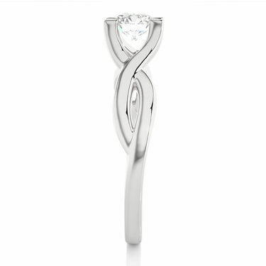 Bague de fiançailles diamant de laboratoire à tige torsadée solitaire taille ronde de 0,50 ct en or blanc 