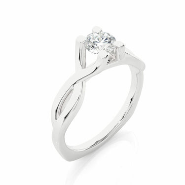 0.50 Ct Round Cut Solitaire Twisted Moissanite Engagement Ring In White Gold