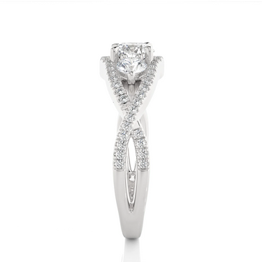 1.10Ct Criss-Cross 3 Stone Engagement Ring White Gold