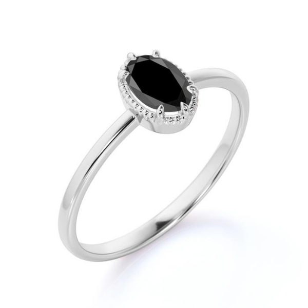 Unique 2 Carat Design Oval Black Diamond Solitaire Engagement Ring Black Diamond Engagement Ring