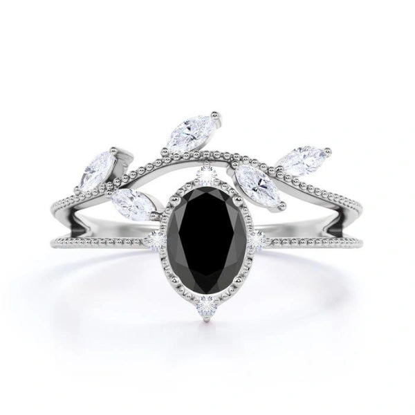 Unique Style Oval Cut Black Diamond Engagement Ring Black Diamond Engagement Ring