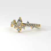 Side View Of 0.56 carat Pear Cut Tiara Style Diamond Promise Ring 