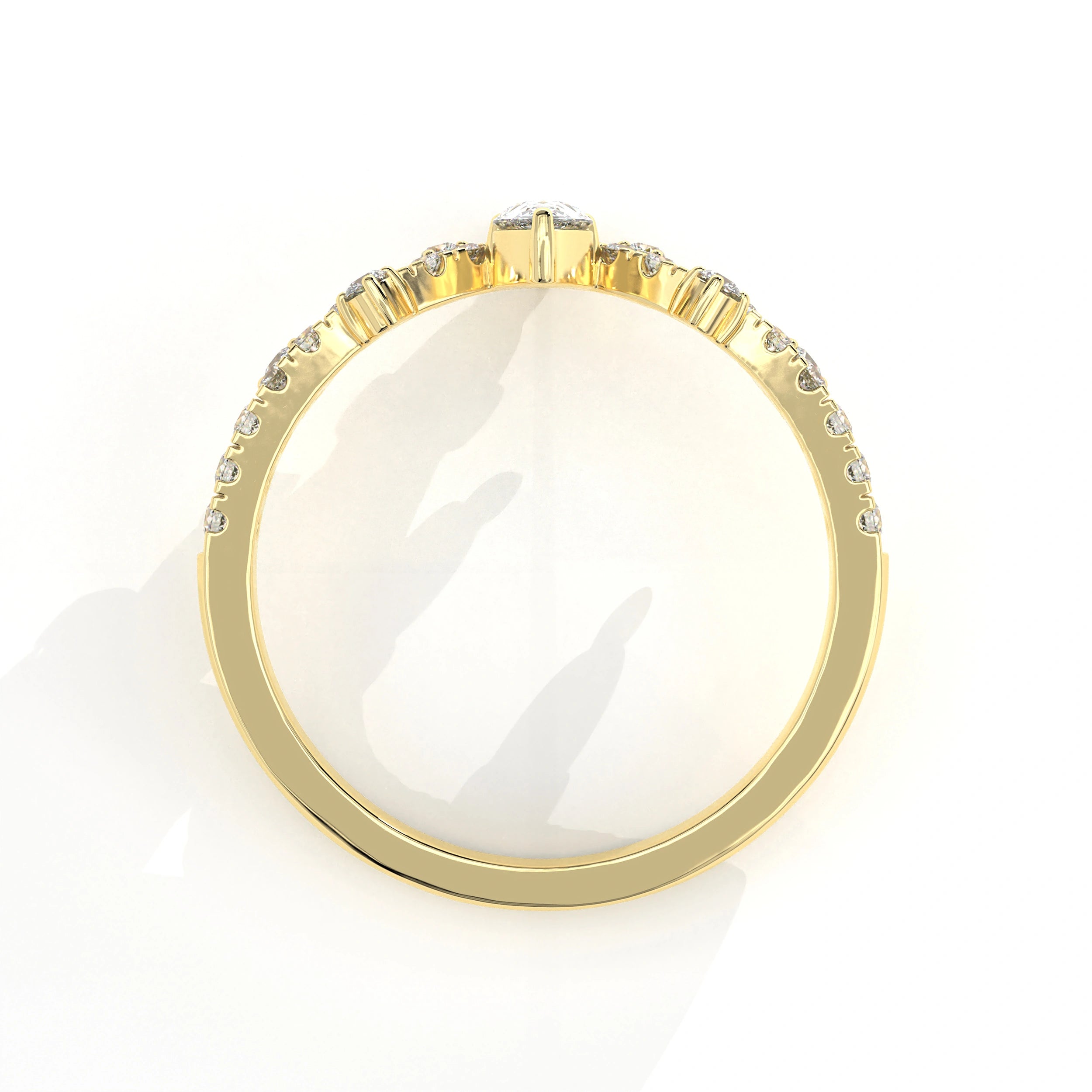 Metal View Of 0.56 carat Pear Cut Tiara Style Diamond Promise Ring 