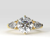 3.75 Ct Three Stone Lab Diamond Ring with Pear Side Stones