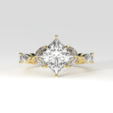 2.78 Ct Princess Cut Lab Diamond Ring with Marquise, Pear Side Stones