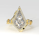 2.88ct Kite Shape Halo Lab Created Diamond Engagement Ring with Accents