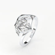 Angled View Of 2ct Heart Shape Lab Grown Diamond Ring with Nature Inspired Leaf Design