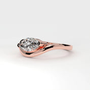 Side View Of 1 Ct Marquise Cut Diamond Solitaire Ring with Curved Band Design