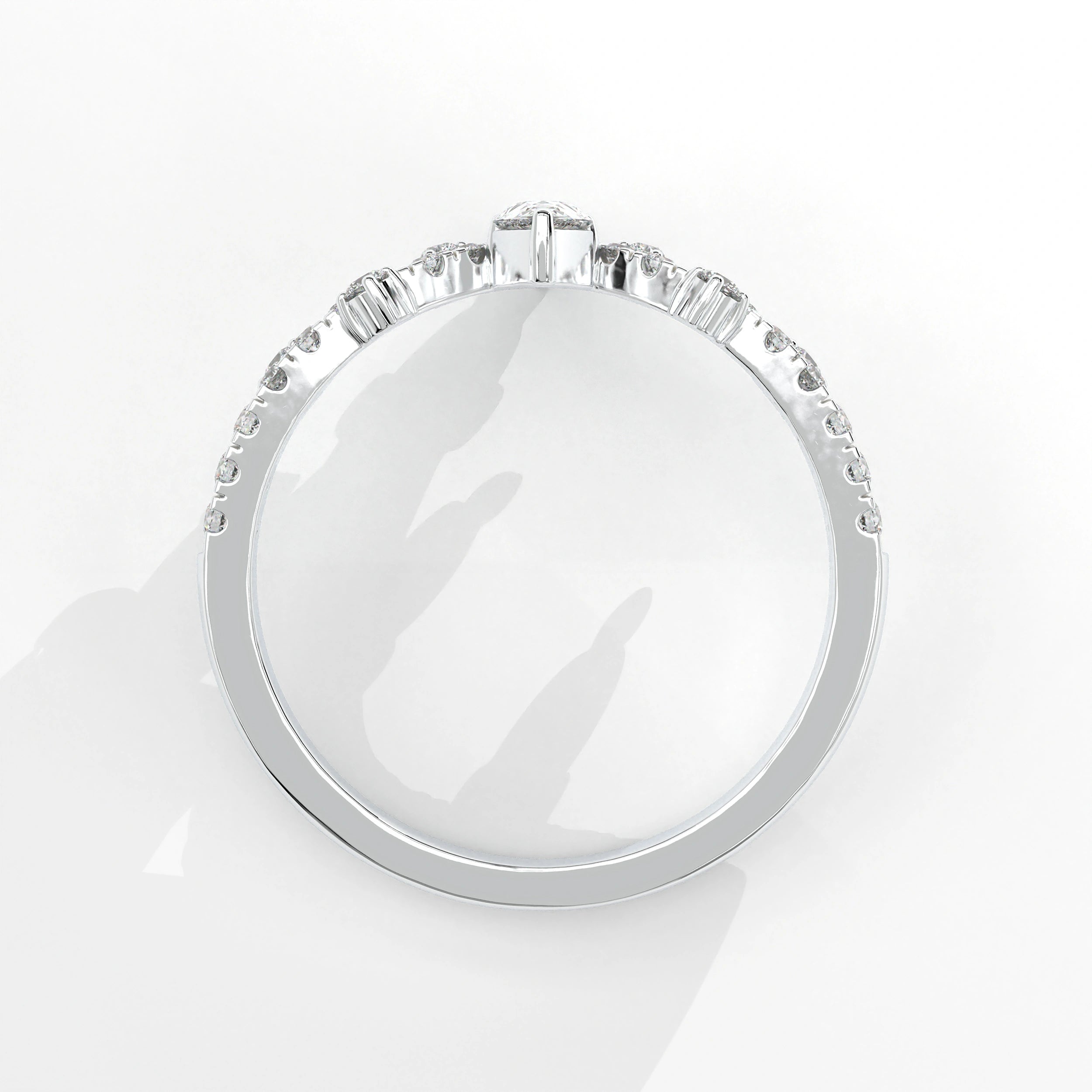 Metal View Of 0.56 carat Pear Cut Tiara Style Diamond Promise Ring 