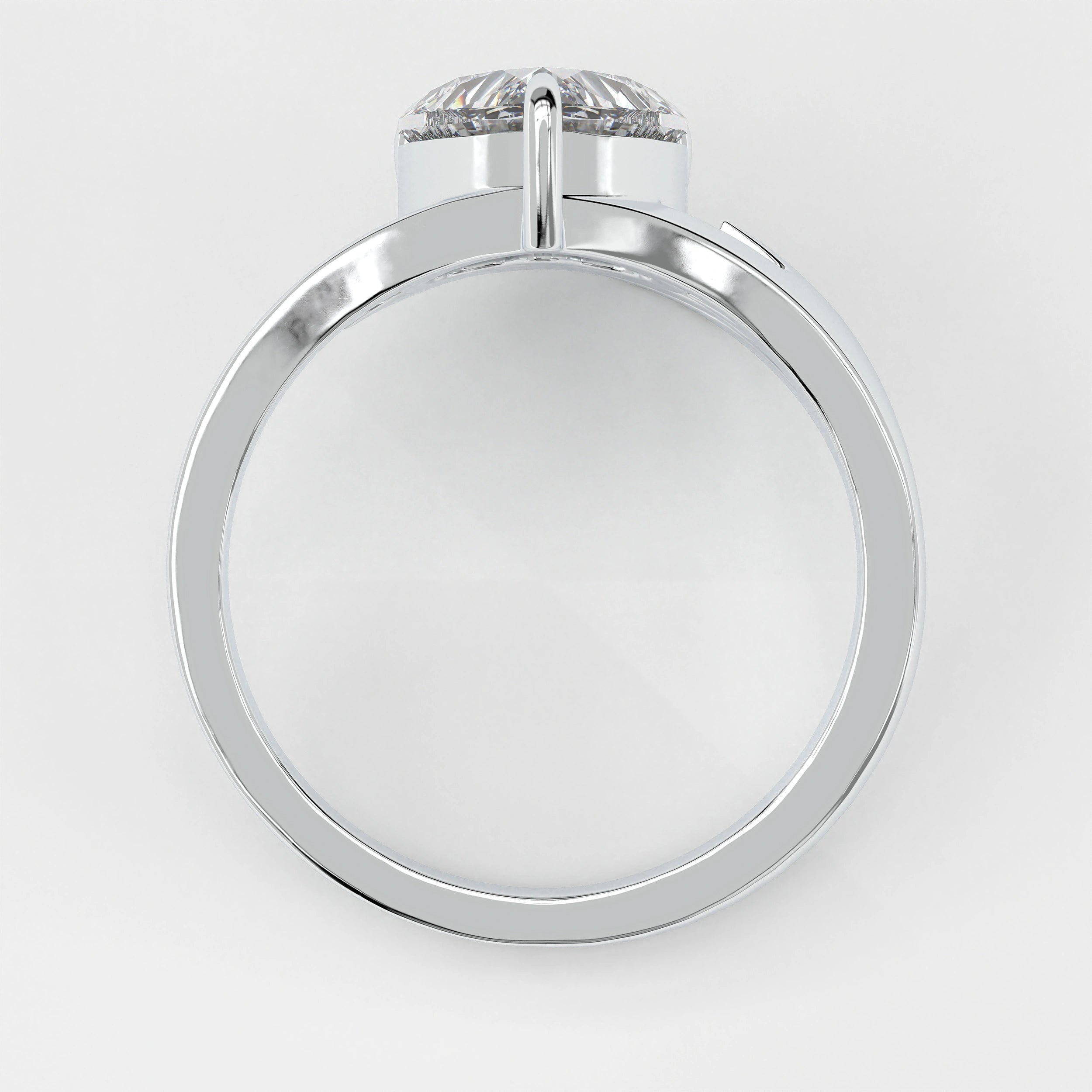 Metal View Of 2ct Heart Shape Lab Grown Diamond Ring with Nature Inspired Leaf Design