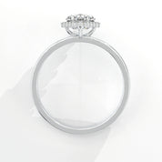 Metal View Of 0.61 carat Lozenge Shape Halo Diamond Ring with Vintage Cluster Frame