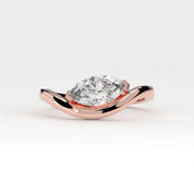 Front View Of 1 Ct Marquise Cut Diamond Solitaire Ring with Curved Band Design