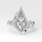2.88ct Kite Shape Halo Lab Created Diamond Engagement Ring
