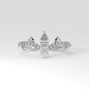 Front View Of 0.56 carat Pear Cut Tiara Style Diamond Promise Ring 