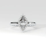 0.61 carat Lozenge Shape Halo Diamond Ring with Vintage Cluster Frame
