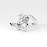 1.92ct Pear Shape Lab Grown Diamond Bypass Ring with Curved Split Band