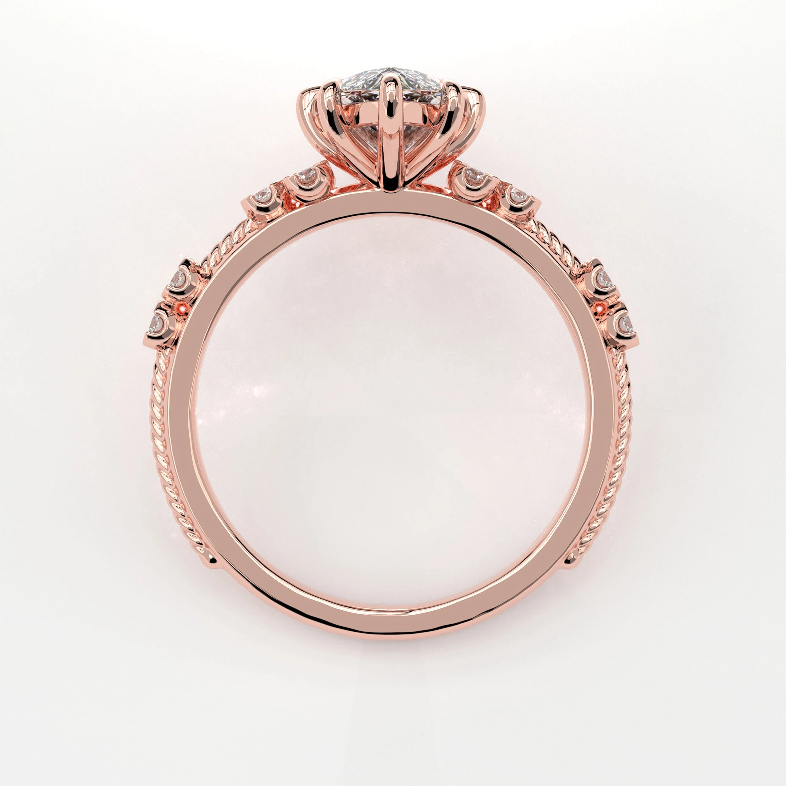 Metal View Of 2.18ct Marquise Lab Diamond Ring with Accent Stones