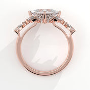 Metal View Of View Of 2.78 Ct Princess Cut Lab Diamond Ring with Marquise, Pear Side Stones