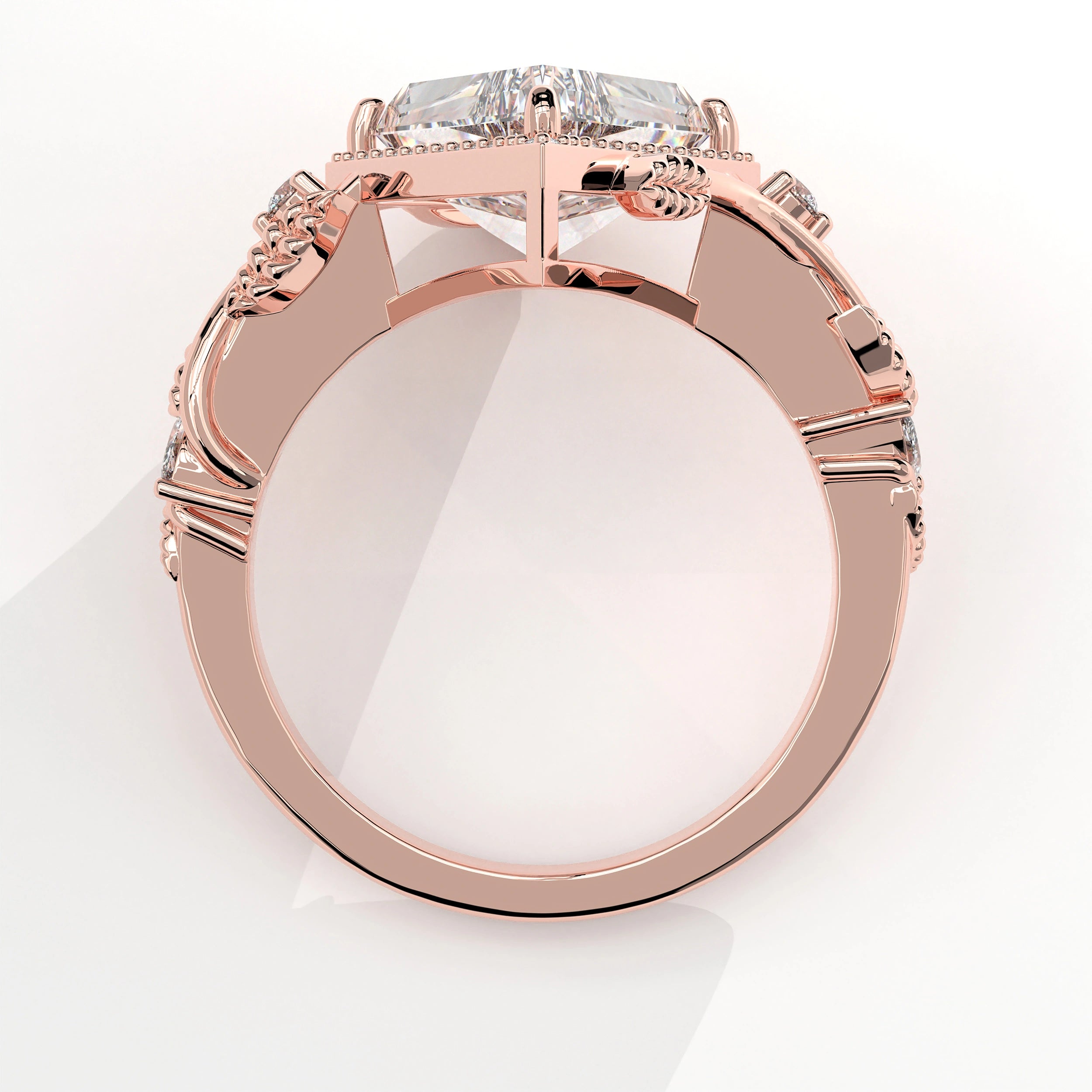 Metal View Of 2.88ct Kite Shape Halo Lab Created Diamond Engagement Ring