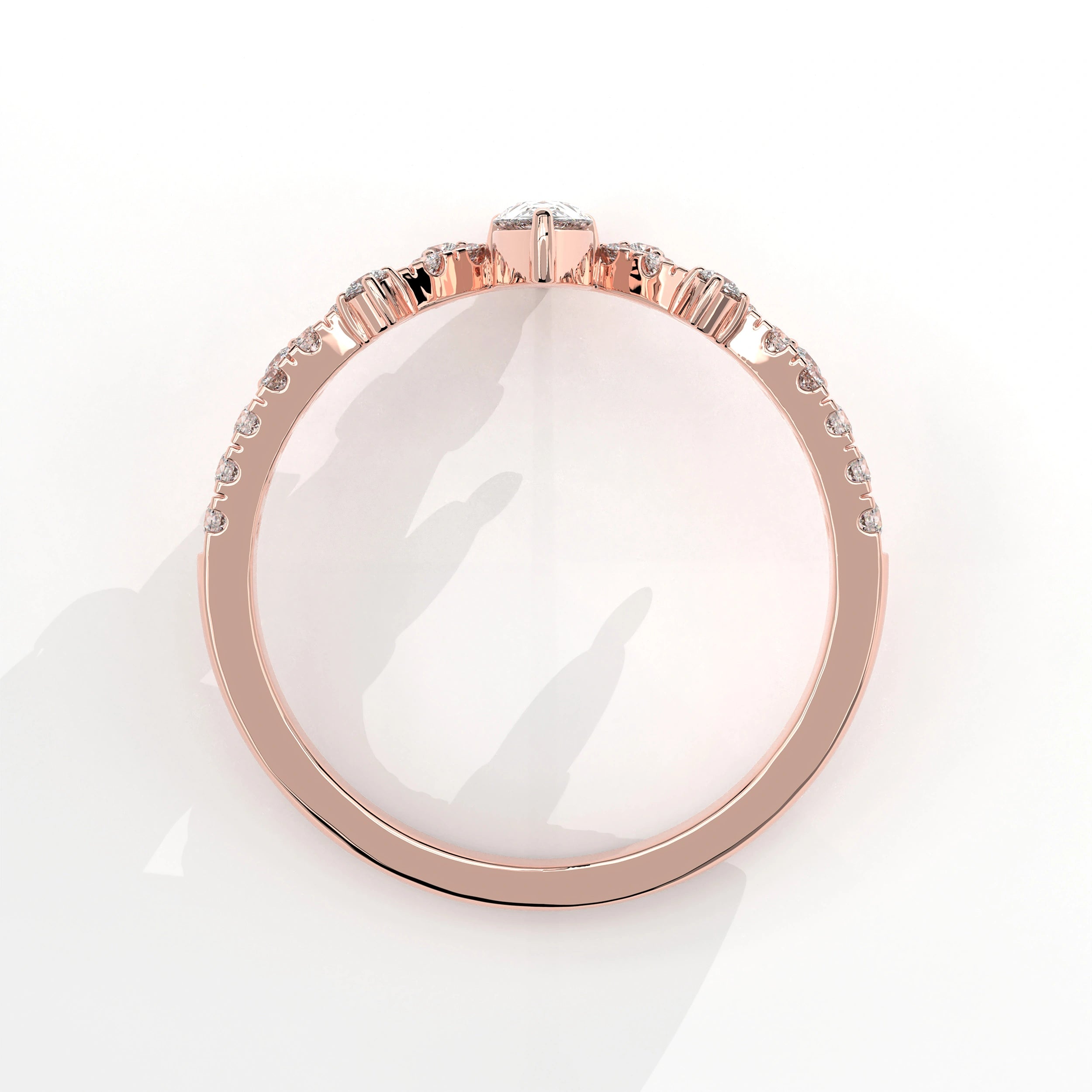 Metal View Of 0.56 carat Pear Cut Tiara Style Diamond Promise Ring 