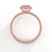 Metal View Of 0.61 carat Lozenge Shape Halo Diamond Ring with Vintage Cluster Frame