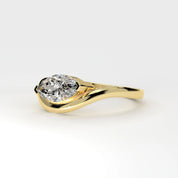 Side View Of 1 Ct Marquise Cut Diamond Solitaire Ring with Curved Band Design