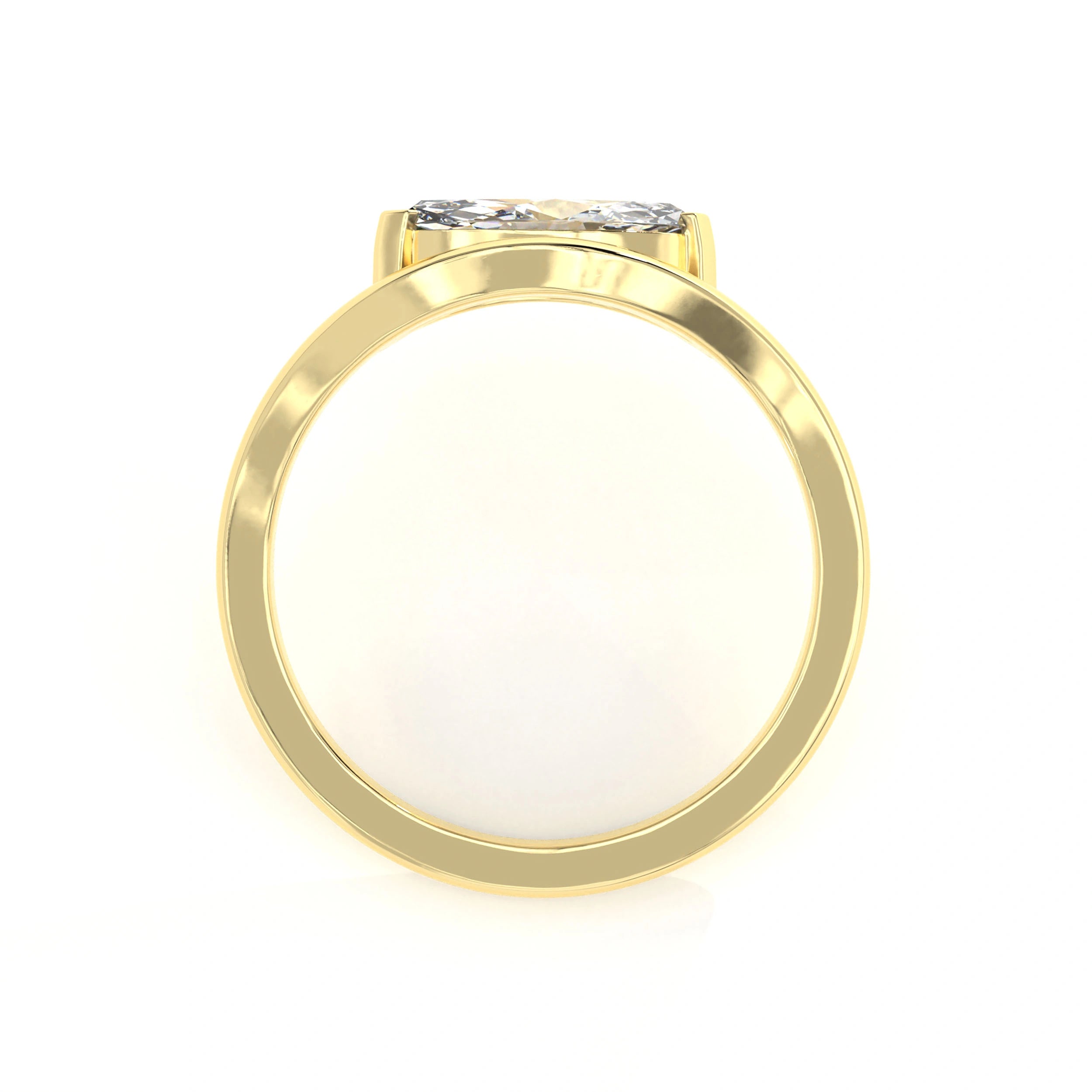 Metal View Of 1 Ct Marquise Cut Diamond Solitaire Ring with Curved Band Design