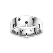 0.56 Carat Round Shape Bezel Setting Black Diamond Ring In White Gold For Men's