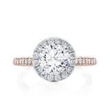 2.40 Carat Round Shaped Channel Setting Cathedral Halo Diamond Ring