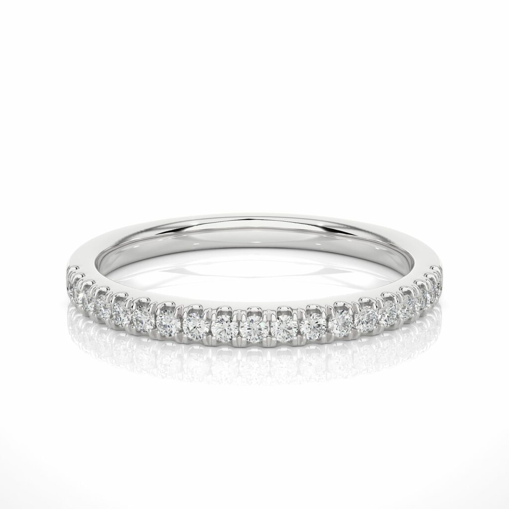 0.20 Carat Round Cut Natural Diamond Prong Setting Half Eternity Wedding Band White Classic Wedding Rings