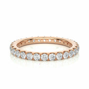 1.05 Carat Round Shaped V Split French Set Diamond Wedding Band In Rose Gold Rose