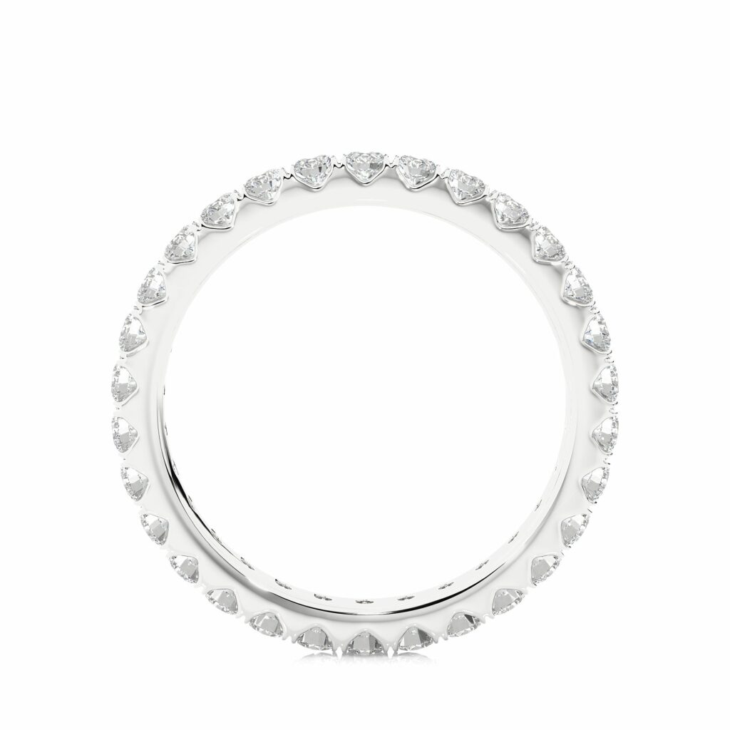 1.05 Carat Round Shaped V Split French Set Diamond Wedding Band In White Gold Eternity Wedding Rings