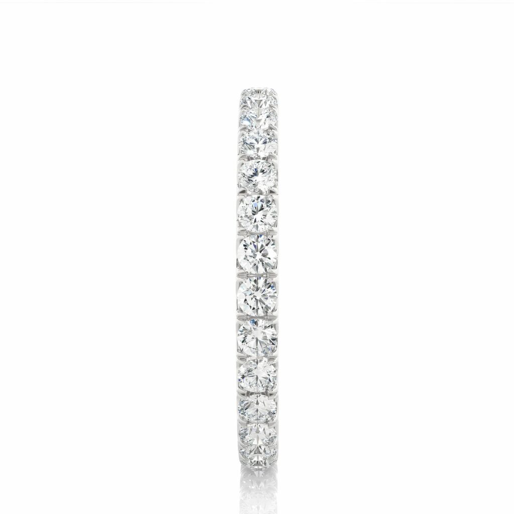 1.05 Carat Round Shaped V Split French Set Diamond Wedding Band In White Gold Eternity Wedding Rings