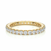 1.05 Carat Round Shaped V Split French Set Diamond Wedding Band In Rose Gold Yellow