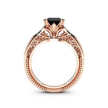 1.70 Carat Black And White Diamond Princess Cut Engagement Ring