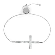 0.36 Carat Diamond Cross Bracelet in White Gold for Women 950 Platinum Natural Diamond