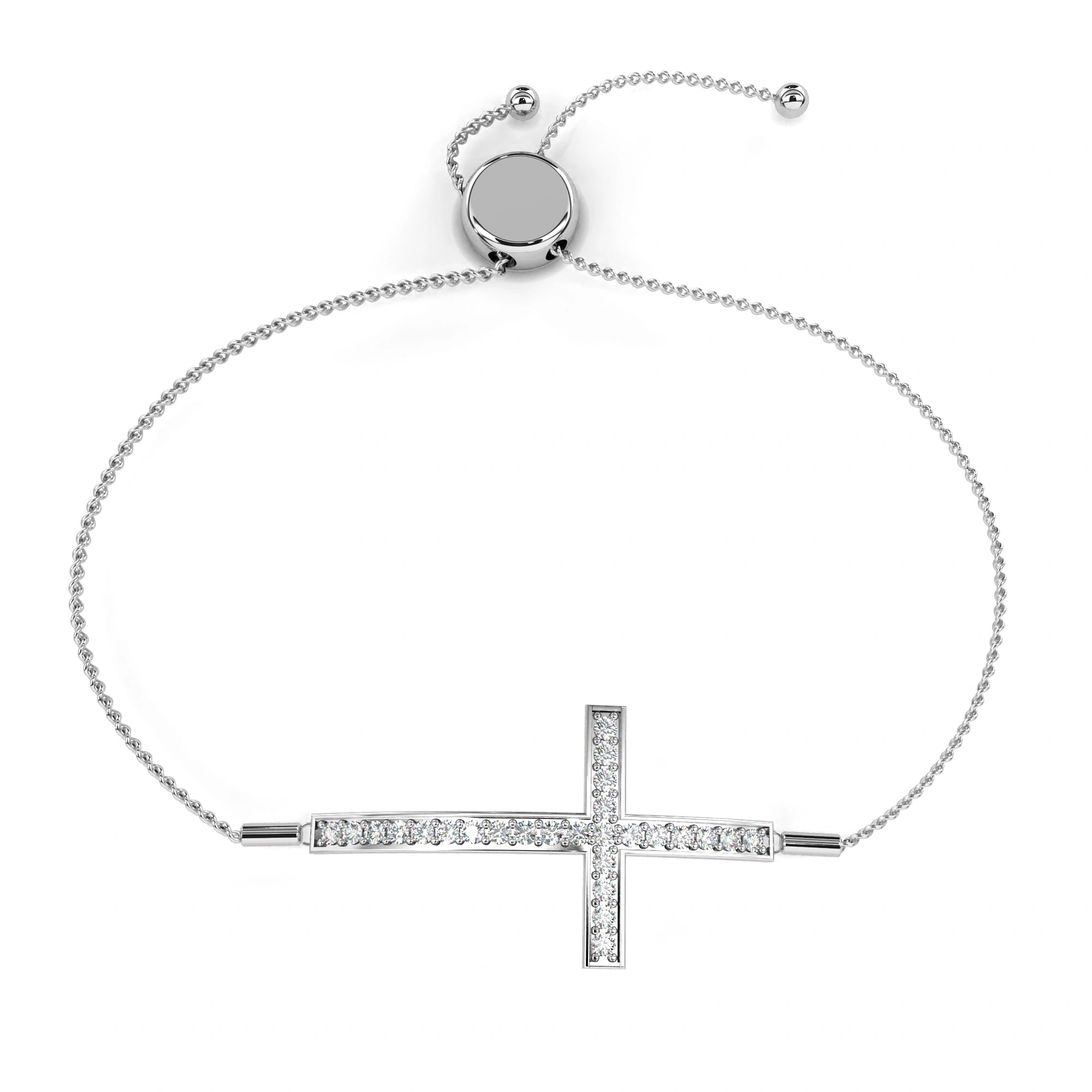 0.36 Carat Diamond Cross Bracelet in White Gold for Women 950 Platinum Natural Diamond