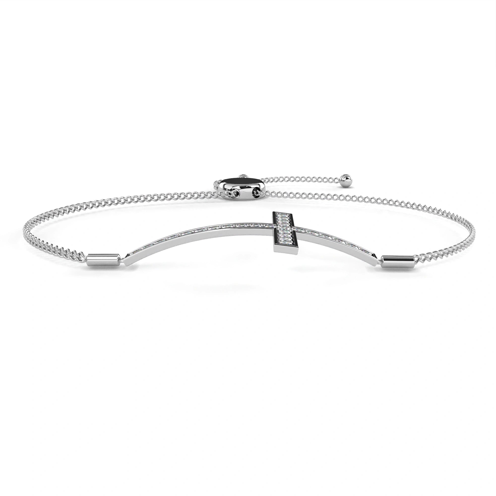 0.36 Carat Diamond Cross Bracelet in White Gold for Women