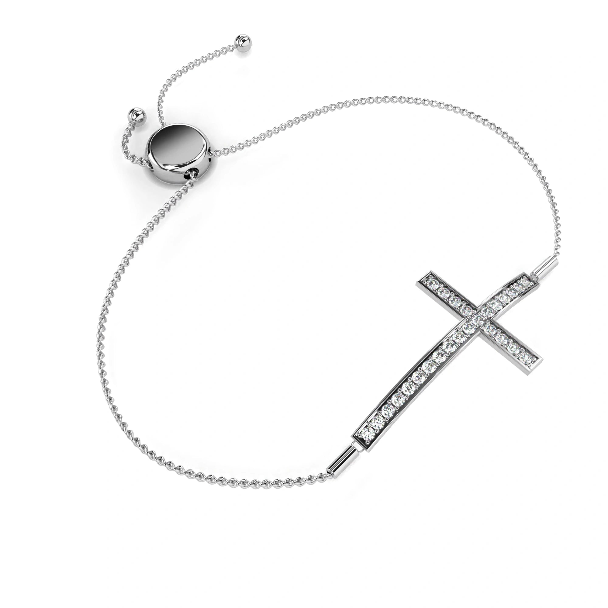 0.36 Carat Diamond Cross Bracelet in White Gold for Women