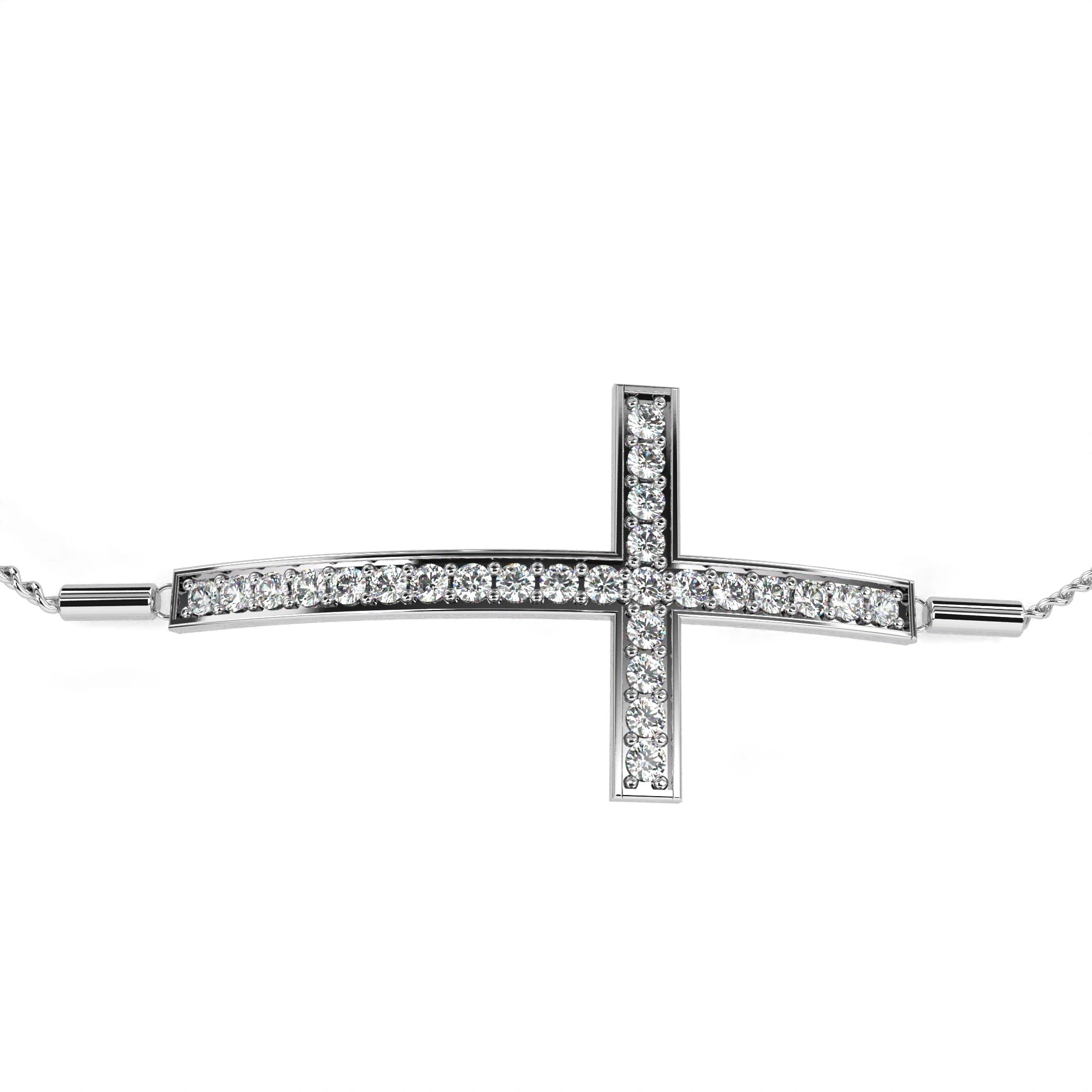 0.36 Carat Diamond Cross Bracelet in White Gold for Women