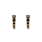 0.55 Carat Black Diamond Stud Earrings for Women 18K Yellow Gold