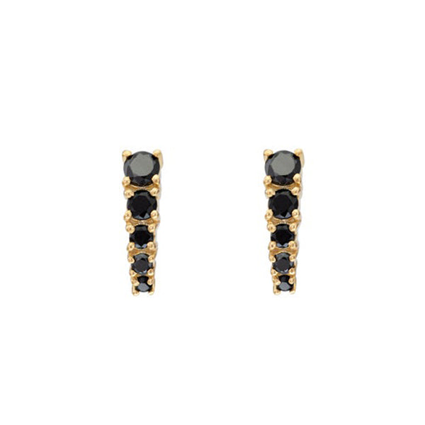 0.55 Carat Basket Setting Black Diamond Stud Earrings 18K Yellow Gold