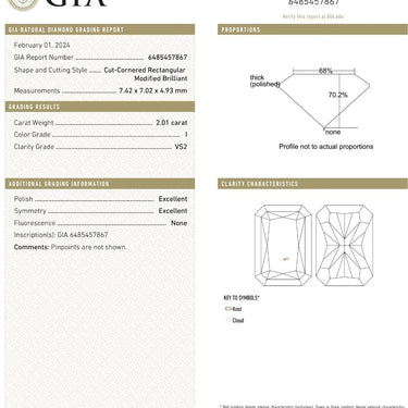 2.01 Carat Size Radiant Shape I Color VS2 Clarity 100% Natural GIA Certified Diamond