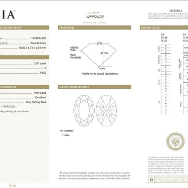 GIA Certified 2.01 Carat Size VVS2 Clarity G Color Oval Shape Natural Diamond