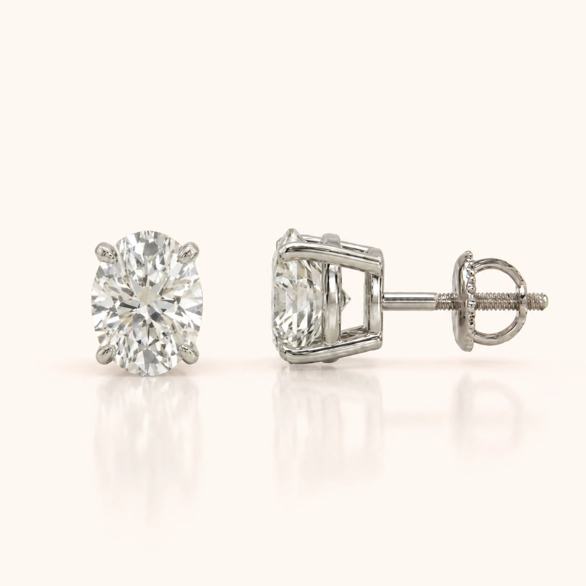 Oval Diamond Earrings in Multiple Settings & Carat