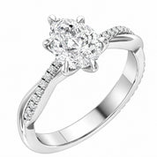 Angled View of 1.72 Ct Pear Cut Diamond Engagement Ring in Pavé Infinity Twist Setting