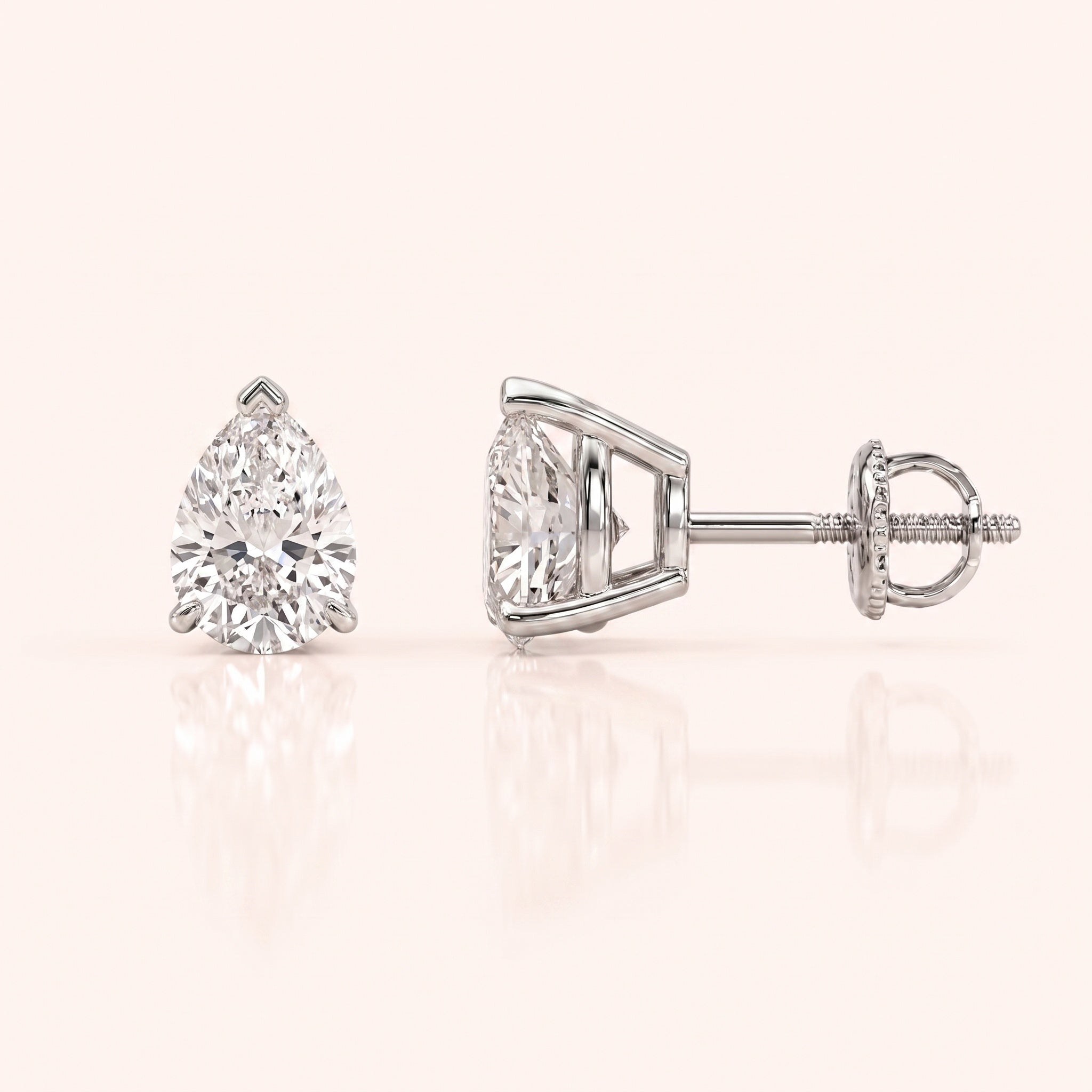 0.50 CT to 5 CT Pear Diamond Stud Earrings in Multiple Settings