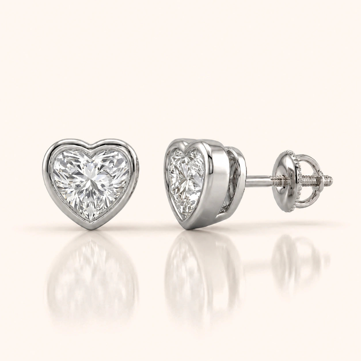 0.50 Ct to 5 Carat Heart Diamond Earrings in Multiple Settings