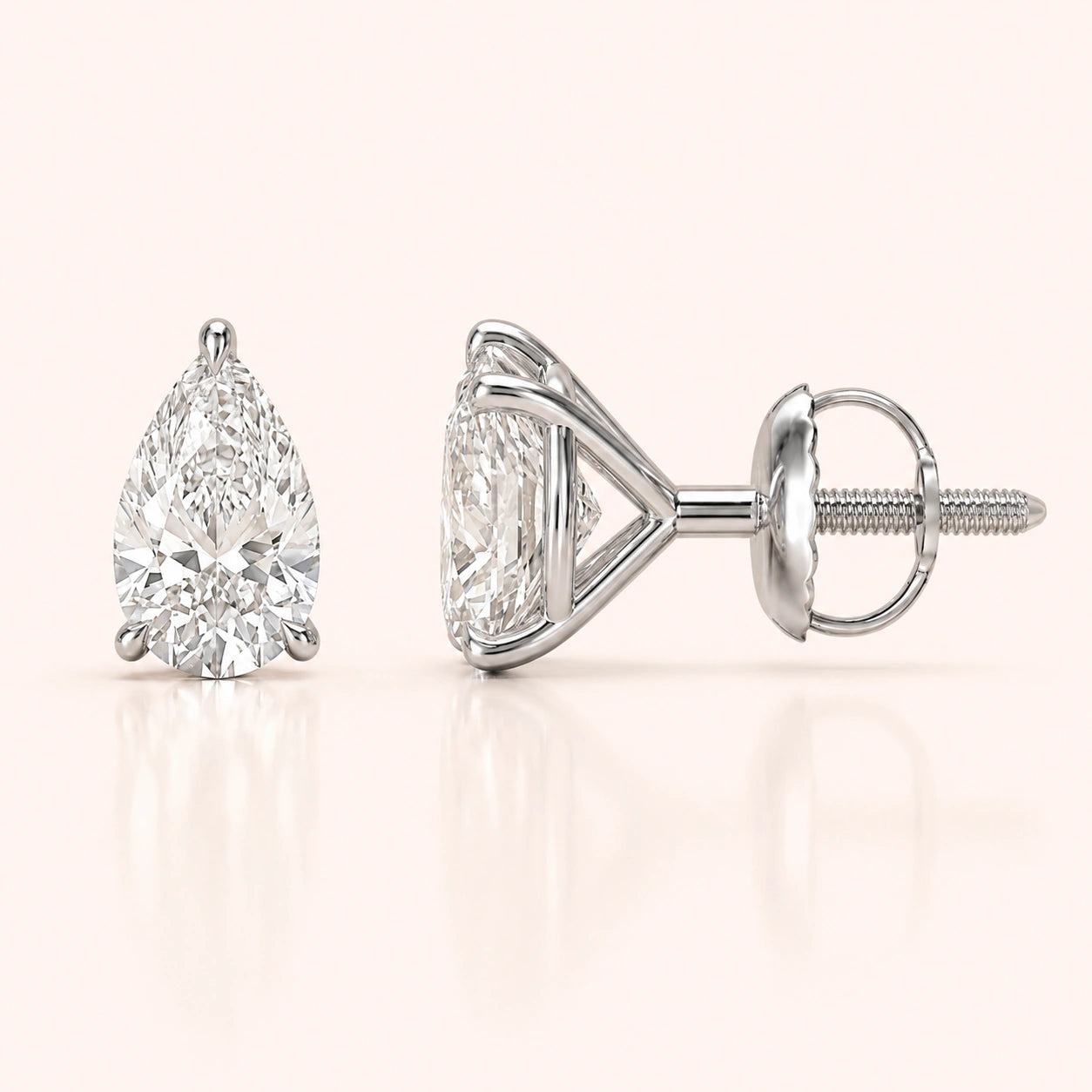 0.50 CT to 5 CT Pear Diamond Stud Earrings in Multiple Settings