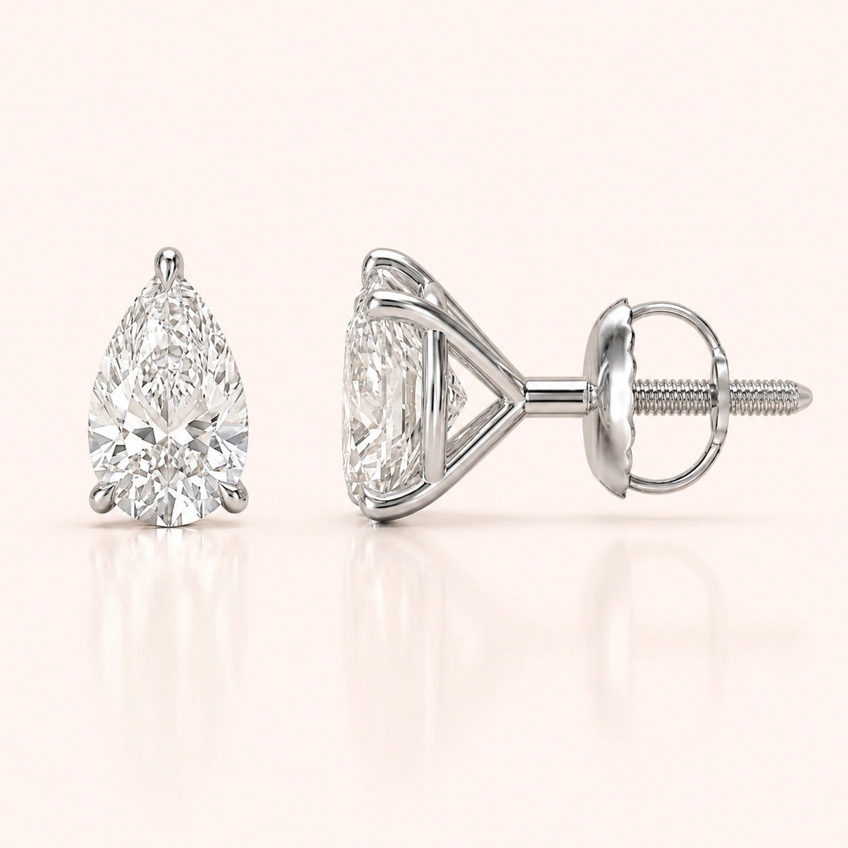 0.50 CT to 5 CT Pear Diamond Stud Earrings in Multiple Settings